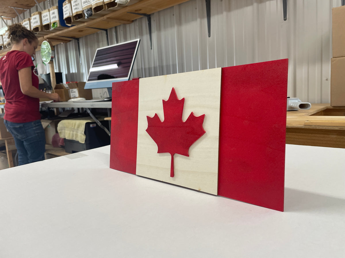 Crokinole Canada Wooden Flag
