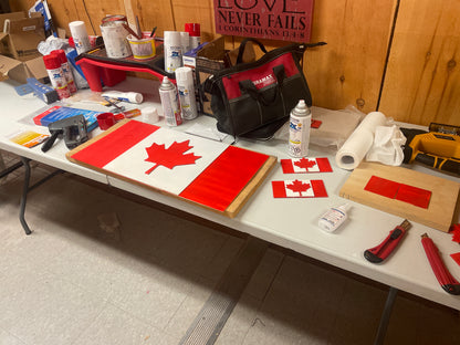Crokinole Canada Wooden Flag