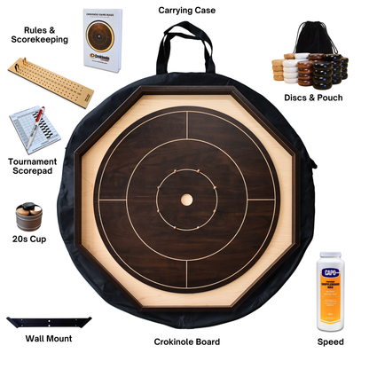 Walnut Crokinole Board - Ultimate Crokinole Bundle