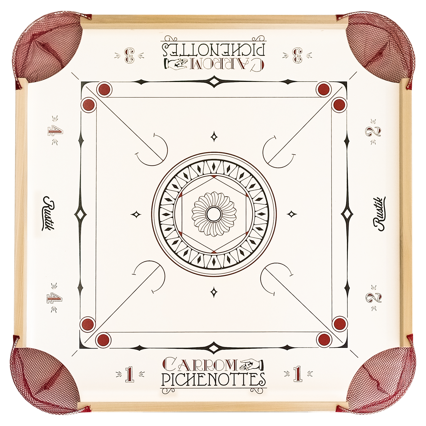 Classic American Style - Beginner Carrom / Pichenotte Board Set - With Optional Cues