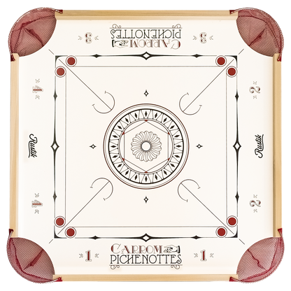 Classic American Style - Beginner Carrom / Pichenotte Board Set - With Optional Cues