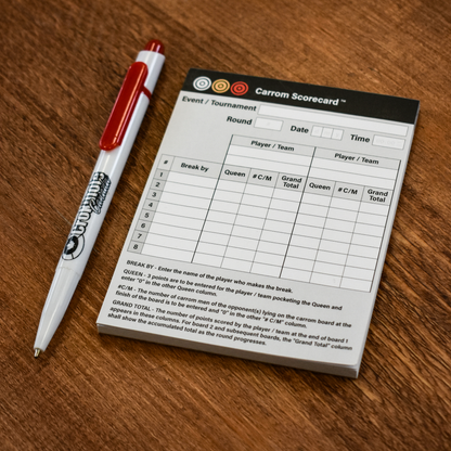 Tournament Carrom Scorecards for Tournament and Home Play