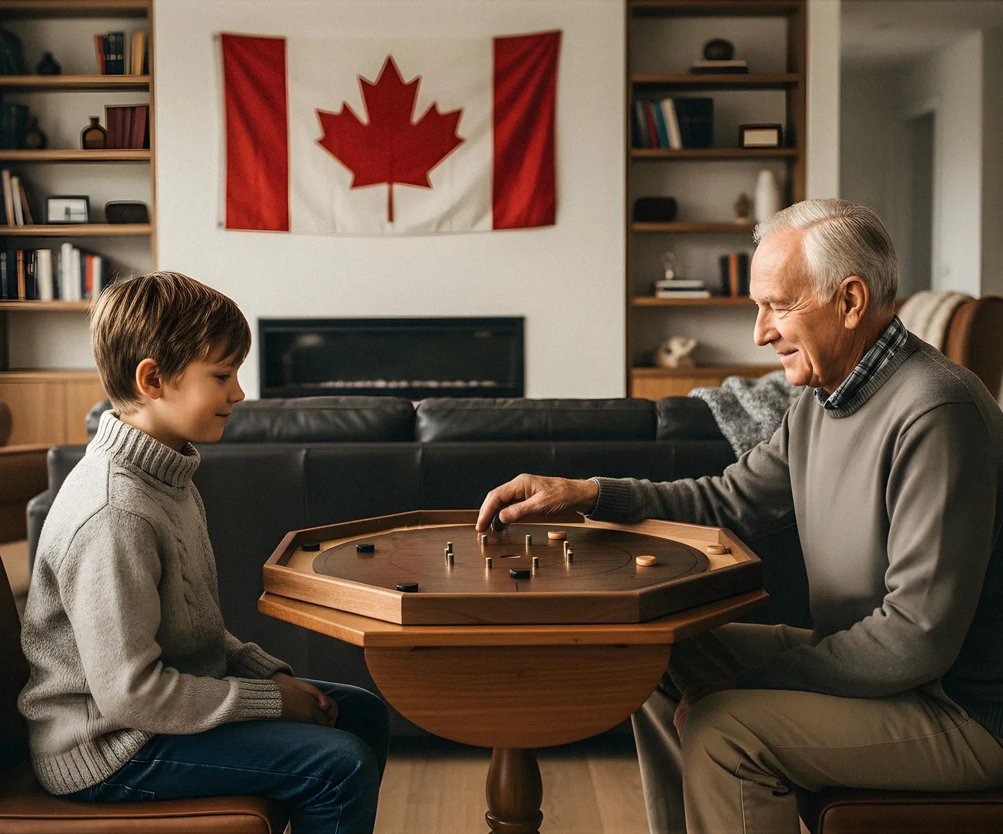 The Walnut Grove by Crokinole Canada - Traditional Crokinole Board Game Set