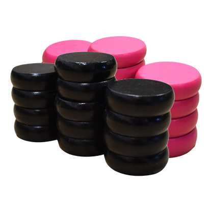 26 Crokinole Discs (Black & Pink)