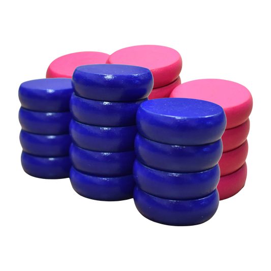 26 Crokinole Discs (Blue & Pink)