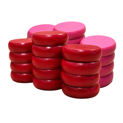 26 Crokinole Discs (Red & Pink)