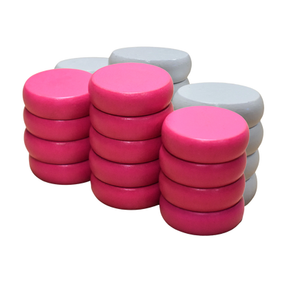 26 Crokinole Discs (White & Pink)