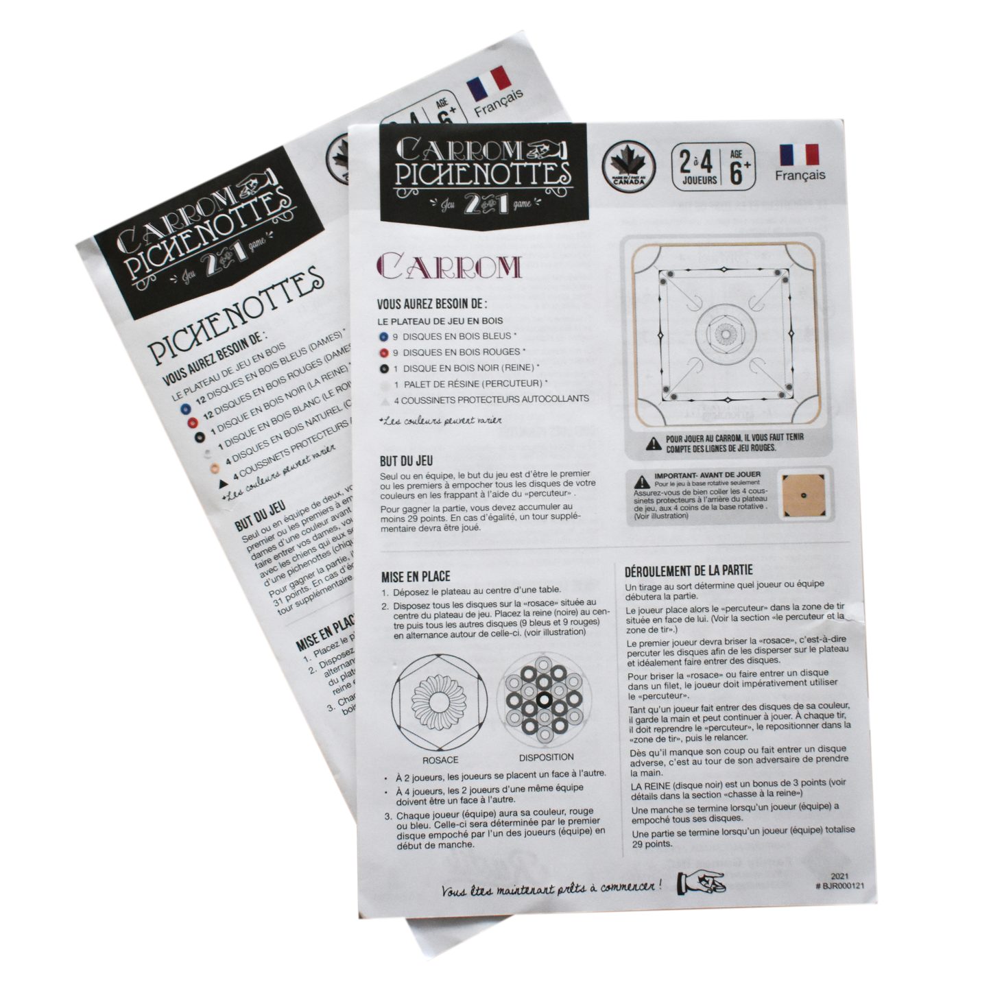 Classic American Style - Beginner Carrom / Pichenotte Board Set - With Optional Cues