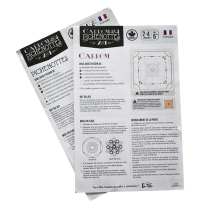 Classic American Style - Beginner Carrom / Pichenotte Board Set - With Optional Cues