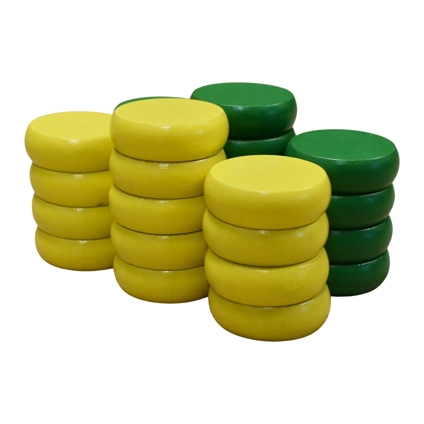 26 Crokinole Discs (Green & Yellow)